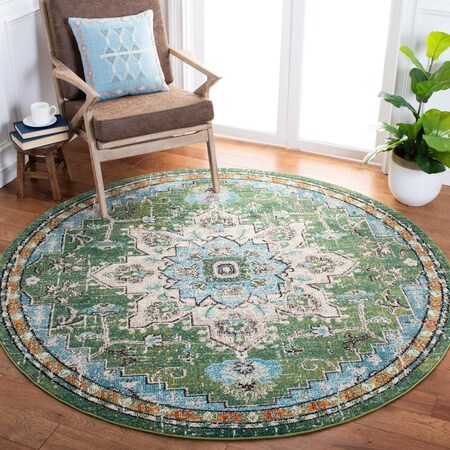 Safavieh 3 x 3 ft. Madison 400 Round Area Rug Green & Turquoise MAD473Y-3R